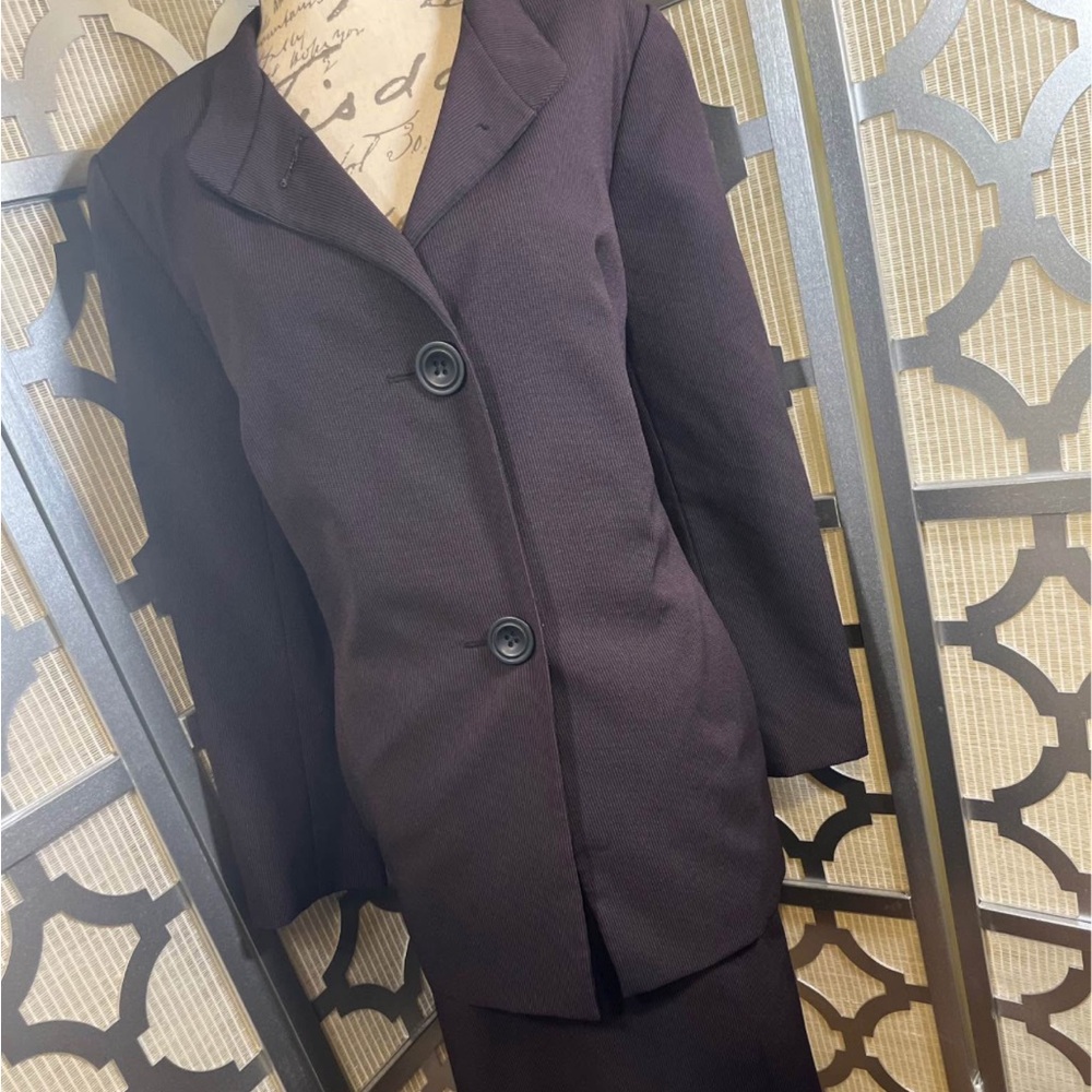 Elegant Dark Purple Suit Set Emily Skirt Suit 16W *pockets*
